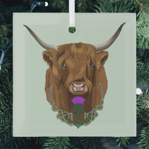 Highland Scottish Cow Lila Celtic Knot Work Ornament Aus Glas