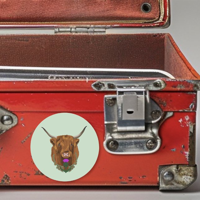 Highland Scottish Cow Lila Celtic Knot Work Runder Aufkleber (Von Creator hochgeladen)