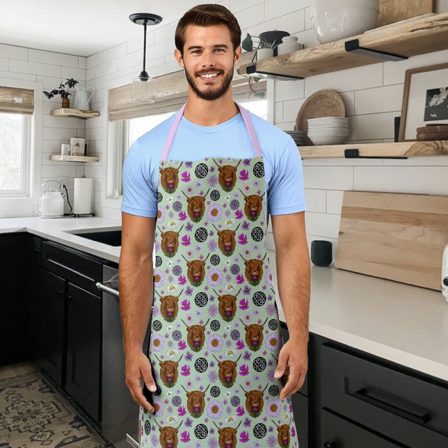 Highland Scottish Cow Lila Celtic Knot Work Schürze (Von Creator hochgeladen)