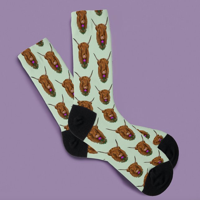 Highland Scottish Cow Lila Celtic Knot Work Socken (Von Creator hochgeladen)