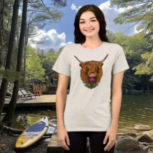 Highland Scottish Cow Lila Celtic Knot Work Tri-Blend Shirt