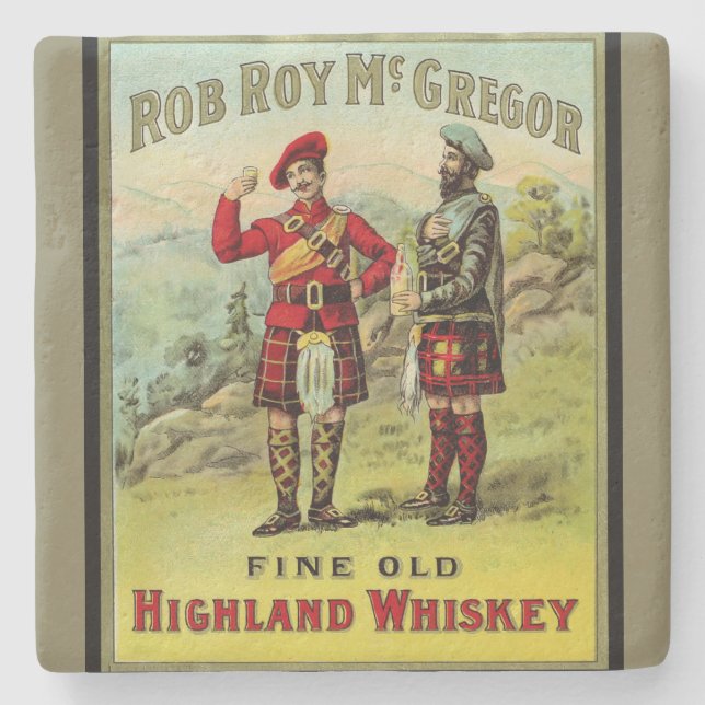 HIghland Scottish Whiskey Label Steinuntersetzer (Vorderseite)