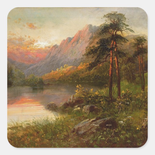 Highland Solitude Quadratischer Aufkleber (Vorderseite)