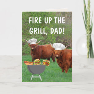 Highland-Steer-Barbecue zum Vatertag Karte