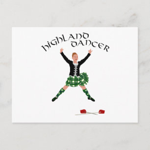 Highland Tänzer Ghillie Callum Schwert-Tanz Postkarte