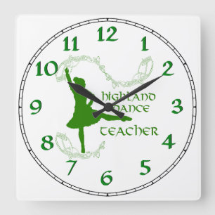 Highland Tanzlehrer - Grün Quadratische Wanduhr