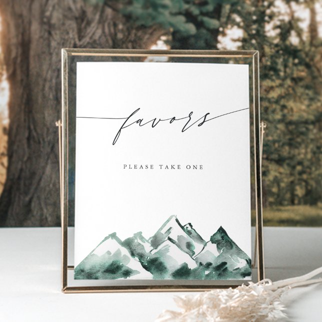 Highland | Watercolor Mountain Favors Sign Poster (Von Creator hochgeladen)