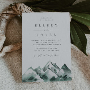 Highland   Winter Watercolor Mountain Wedding Einladung