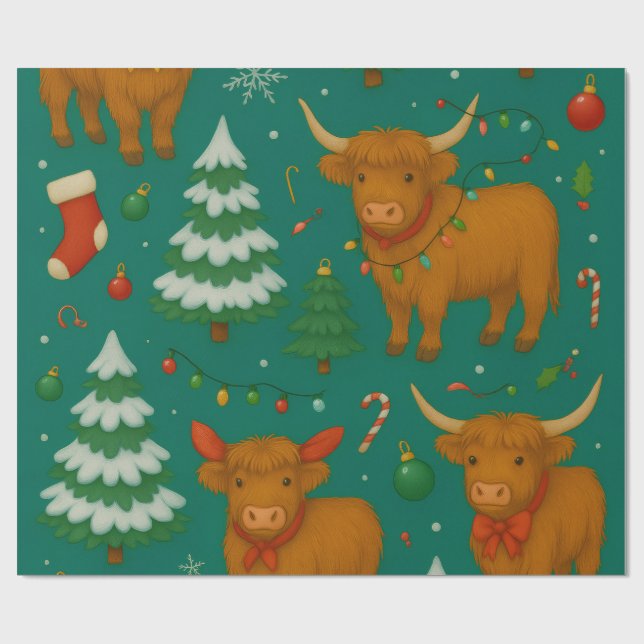 Highland YuleTide Lights Collection Geschenkpapier (Flach)