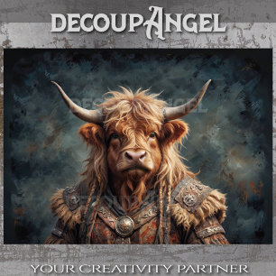 Highlander Viking Warrior Bull - Decoupage - Seidenpapier