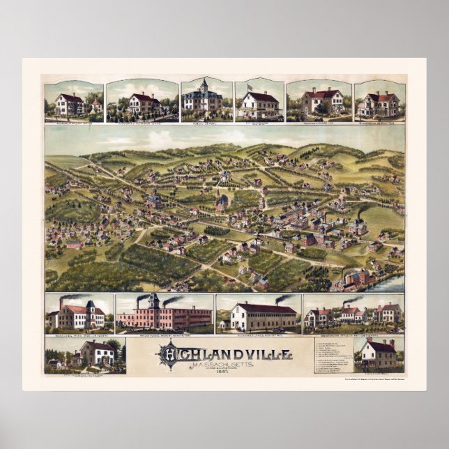 Highlandville, MA Panoramic Map - 1887 Poster (Vorne)