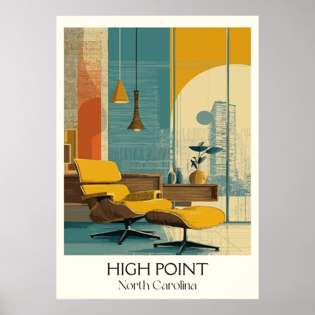 Highpoint NC Vintag Modernes Interieur Art Poster (Vorne)