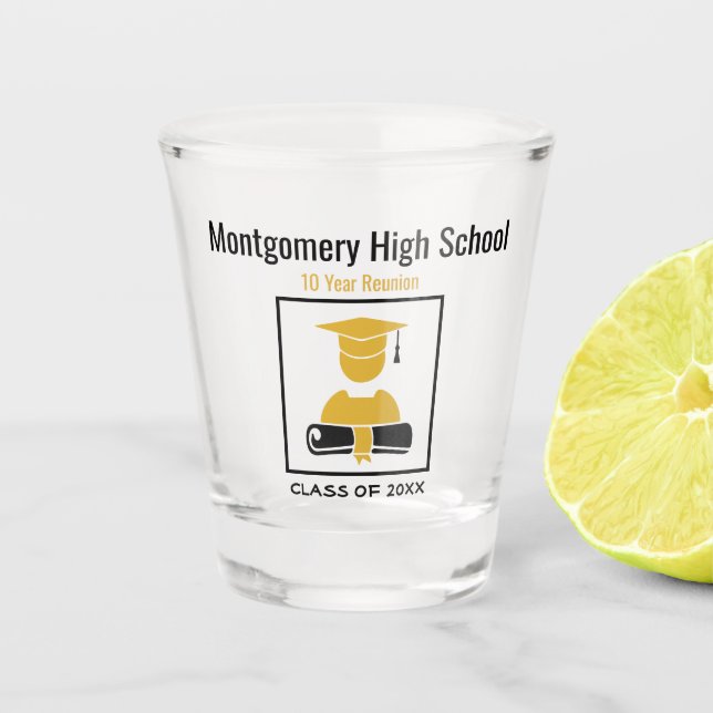 Highschool Wiedersehen-kundenspezifisches Schnapsglas (Vorderseite)