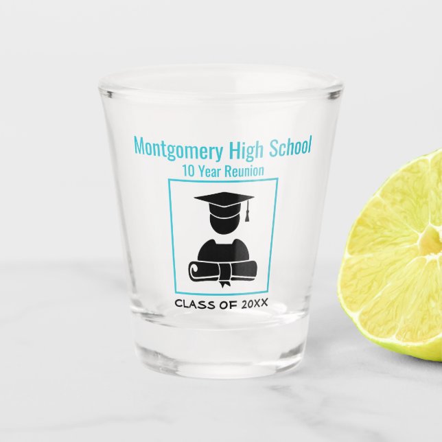 Highschool Wiedersehen-kundenspezifisches Schnapsglas (Vorderseite)