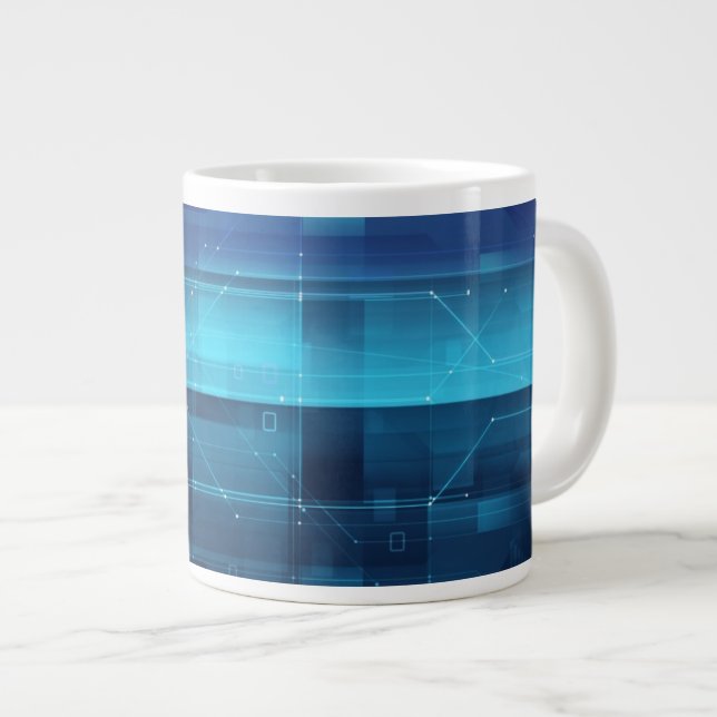 Hightech- digitaler Hintergrund Jumbo-Tasse (Vorderseite Rechts)