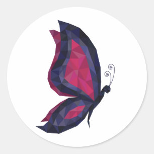 Hightechsmoderner niedriger Polyschmetterling Runder Aufkleber