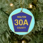 Highway 30A Walton Landkreis Florida Schild Keramikornament<br><div class="desc">Wenn Sie das Landschaftliche Highway 30A Schild sehen,  wissen Sie,  dass Sie in Ihr Golf Küstenparadies fahren - Dune Allen Beach,  Santa Rosa Beach,  Blue Mountain Beach,  Grayton Beach,  WaterColor,  Seaside,  Seagrove Beach,  Rosemary Beach . . . Feiern Sie es und sehen Sie,  wer es erkennt!</div>