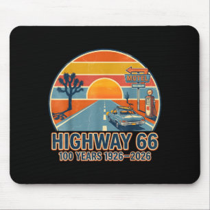Highway 66 100 Jahre 1926-2026 Oldtimer-Liebhaber Mousepad
