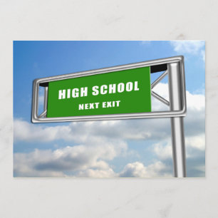 Highway Sign Abschluss Highschool Einladung