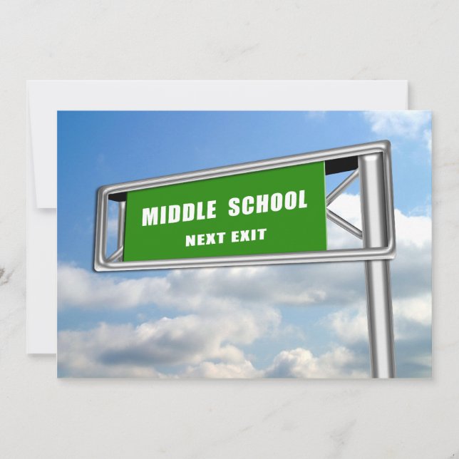 Highway Sign Abschluss Mittelschule Nächste Einladung (Vorderseite)