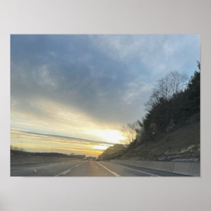 Highway Sunset Poster