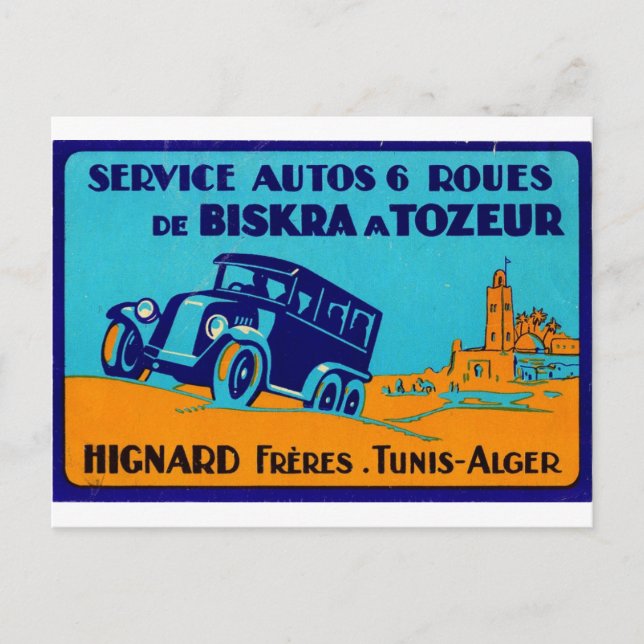 Hignard Frere Tunis Retro Label Postcato Postkarte (Vorderseite)