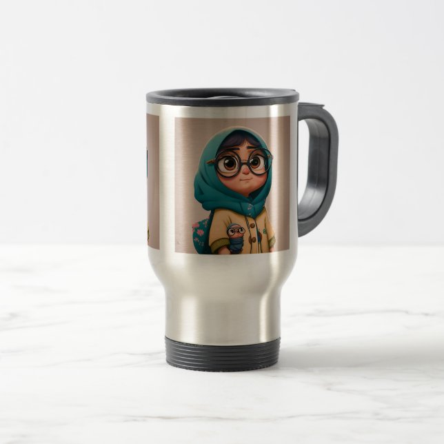 Hijab Girl Travel/Tasse, 15 oz Reisebecher (VorderseiteRechts)