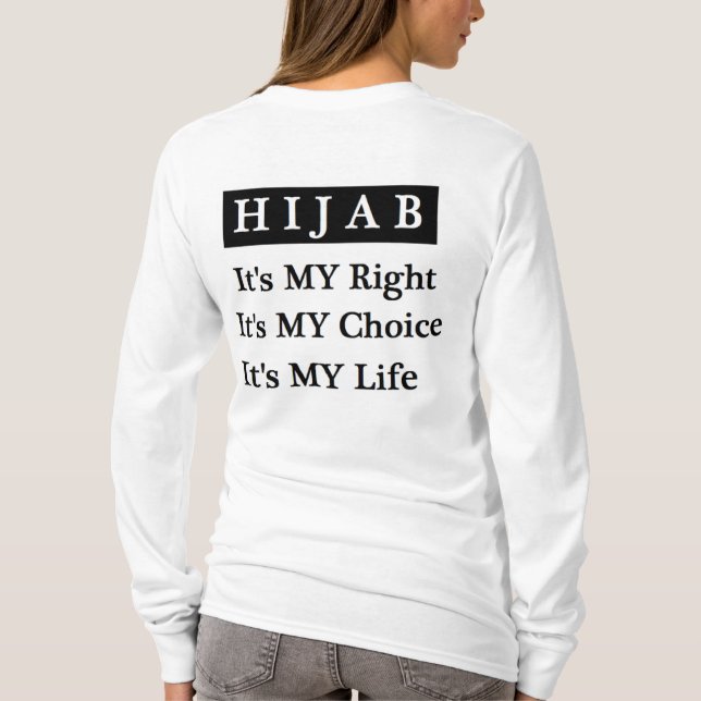 Hijab Leben-langer Hülsen-T - Shirt (weiß) (Rückseite)