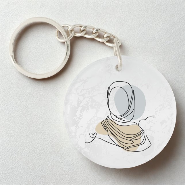 Hijab Line Art Marble Keychain | Acrylic Keychain Schlüsselanhänger (Von Creator hochgeladen)