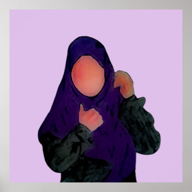 Hijabi - Muslimah - Hijab Hand gezeichnet - Hijab  Poster (Vorne)
