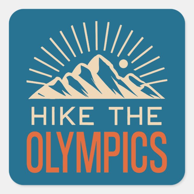 Hike The Olympic Mountains Washington Sunburst Quadratischer Aufkleber (Vorderseite)