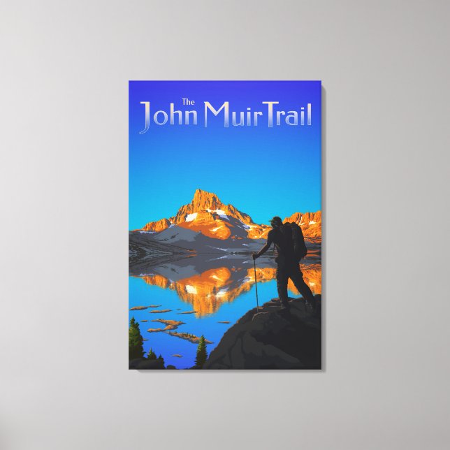Hiker and Banner Peak - John Muir Trail - Logo Leinwanddruck (Vorderseite)