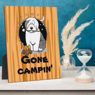Hiker Camper Old English Sheepdog Hund Grau 1 Fotoplatte