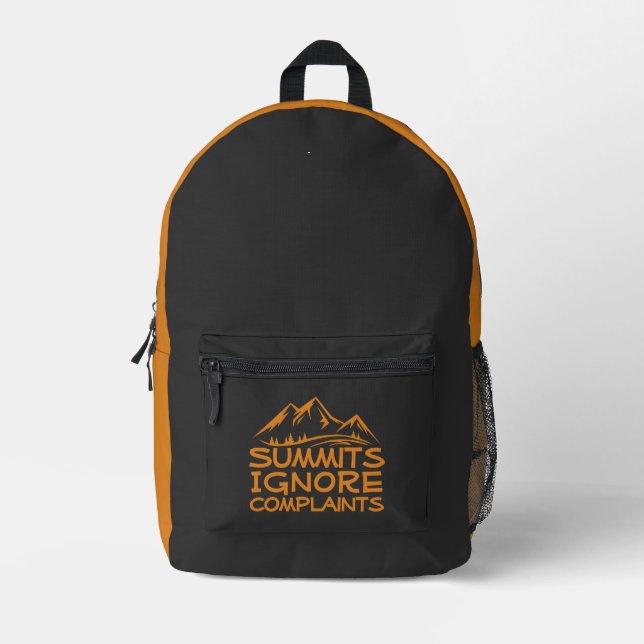 Hiker camping humor black orange bedruckter rucksack (Vorderseite)