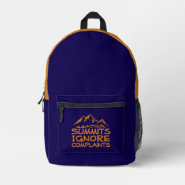 Hiker camping humor blue orange bedruckter rucksack