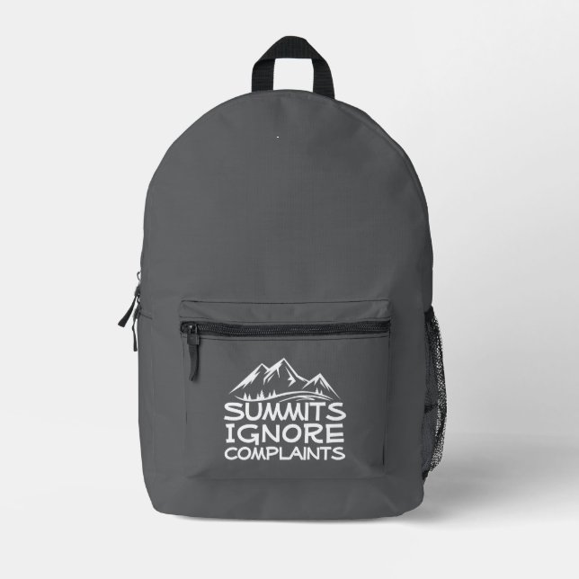 Hiker camping humor gray white bedruckter rucksack (Vorderseite)