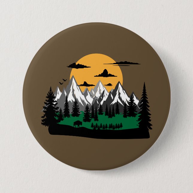 hiking and camping in mountains graphic button (Vorderseite)