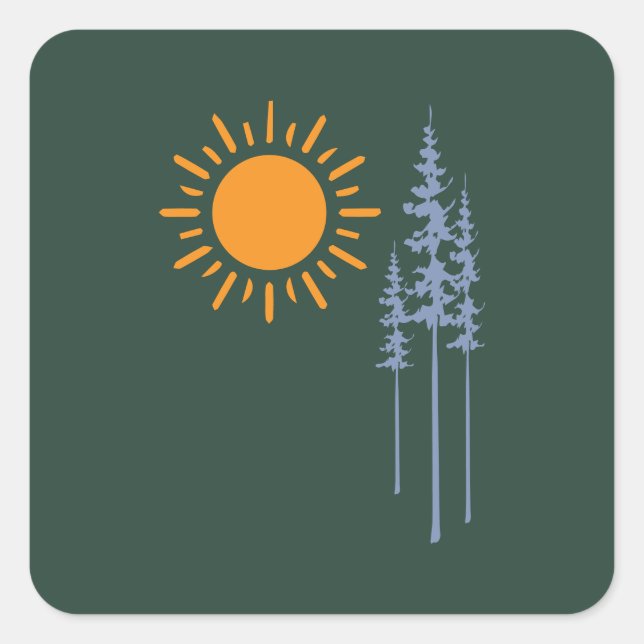 Hiking between trees graphic quadratischer aufkleber (Vorderseite)
