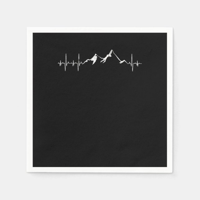 Hiking Mountain Heartbeat Heartbeat Serviette (Vorderseite)