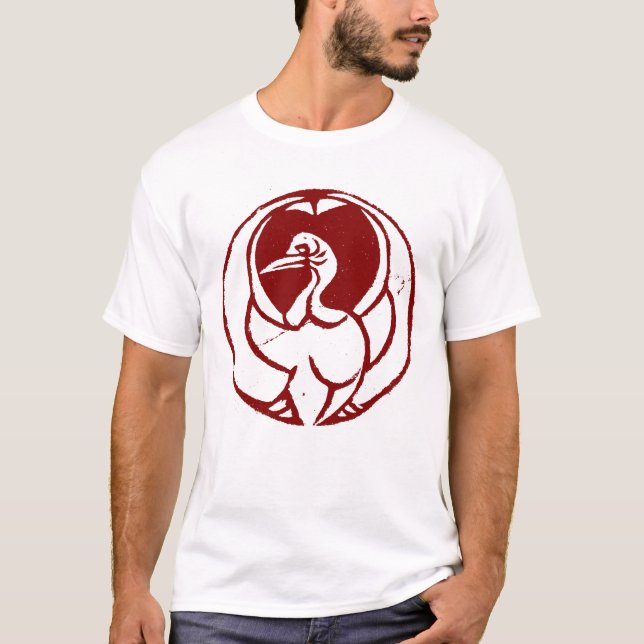 Hikosaburo Yakusha Mon - Tsura Crane Kabuki Mon T-Shirt (Vorderseite)