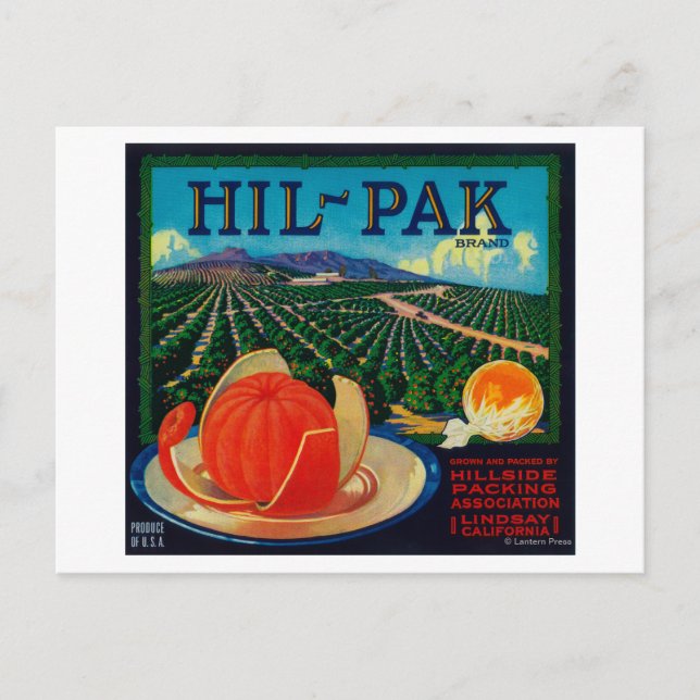 Hil Pak Orange LabelLindsay, CA Postkarte (Vorderseite)