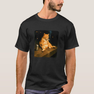Hilarious Smoking Cat Meme Lustiges Trinken Depres T-Shirt