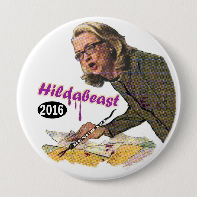 Hildabeast: Hillary Clinton Button (Vorderseite)