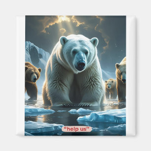 Hilfe - Eisbären auf dünnen Eisen Magnet
