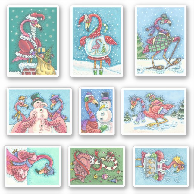 HILFE-FUNNY PINK FLAMINGO CHRISTMAS VRDS AUFKLEBER (Vorderseite)