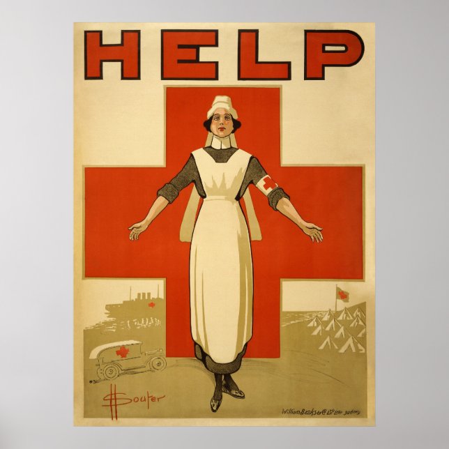 HILFE für das Lesepapier "Red Cross Field Nurse" Poster (Vorne)