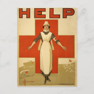 HILFE für das Lesepapier "Red Cross Field Nurse" Postkarte