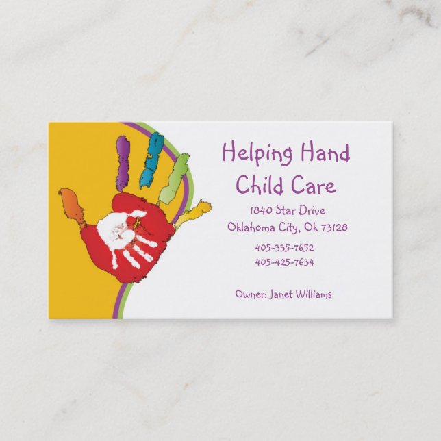 Hilfe für die Hand-Kind-Betreuungskarte Visitenkarte (Vorderseite)