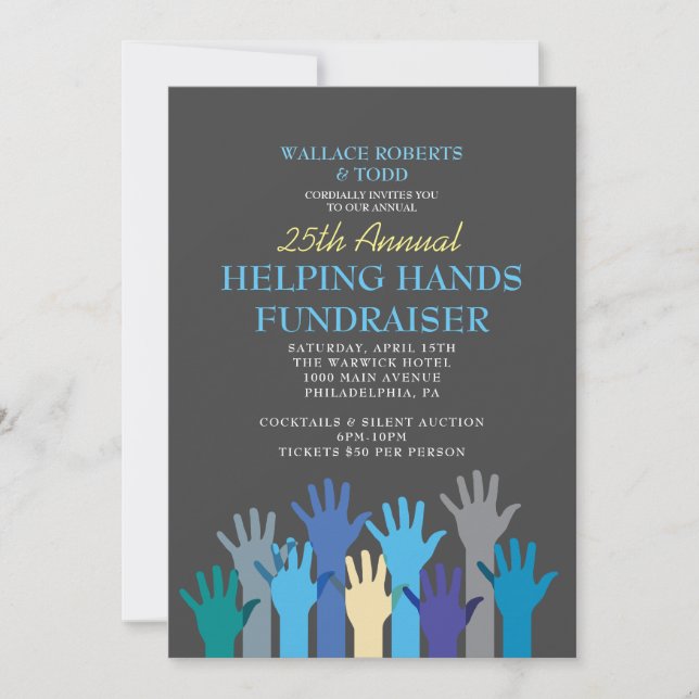 HILFE FÜR HÄNDE FUNDRAISER Auktion Corporate GALA Einladung (Vorderseite)