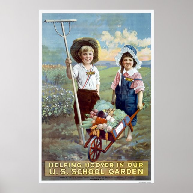Hilfe für Hoover in unserem US-Schulgarten Poster (Vorne)